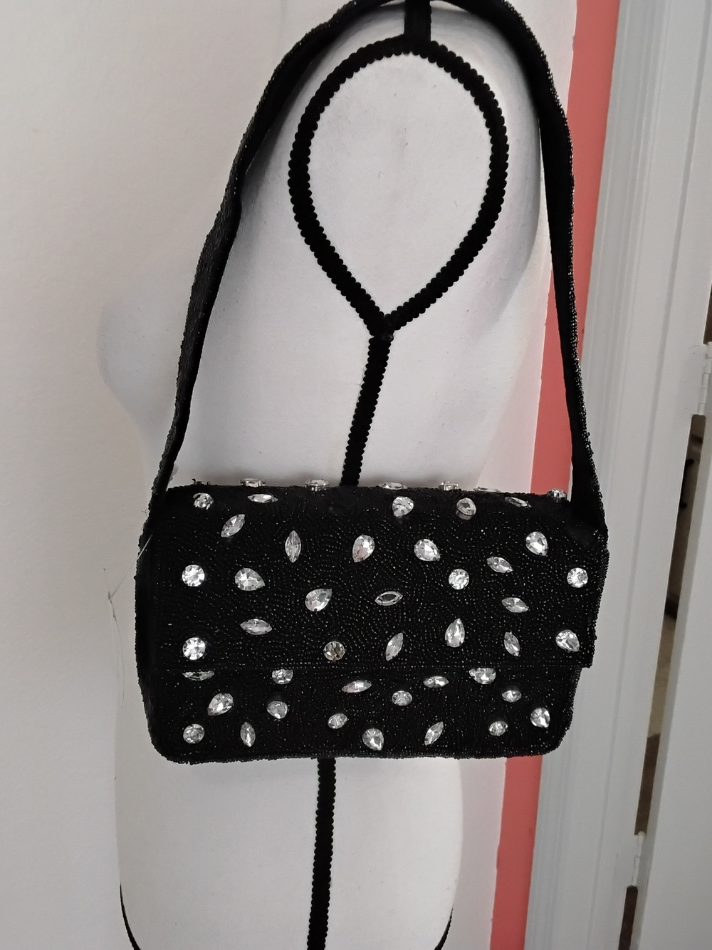 Black Embellished Evening Shoulder Bag